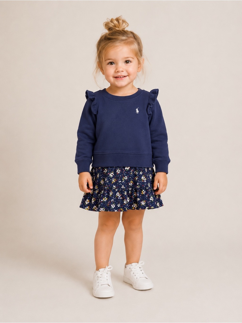Ralph Lauren 2T Onepiece Crewneck w/ Floral Skirt Cottagecore Nantucket July
